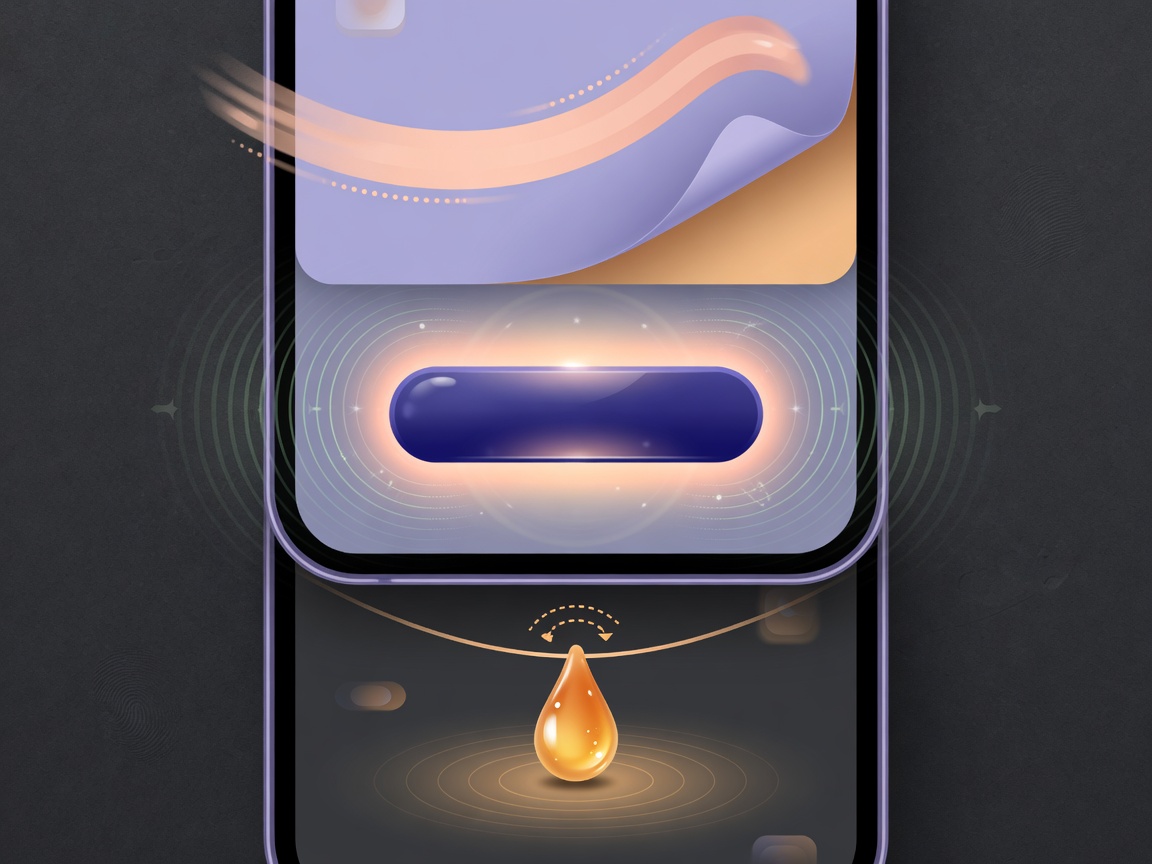 Close up of polished button feedback, page transitions, and a pull to refresh droplet