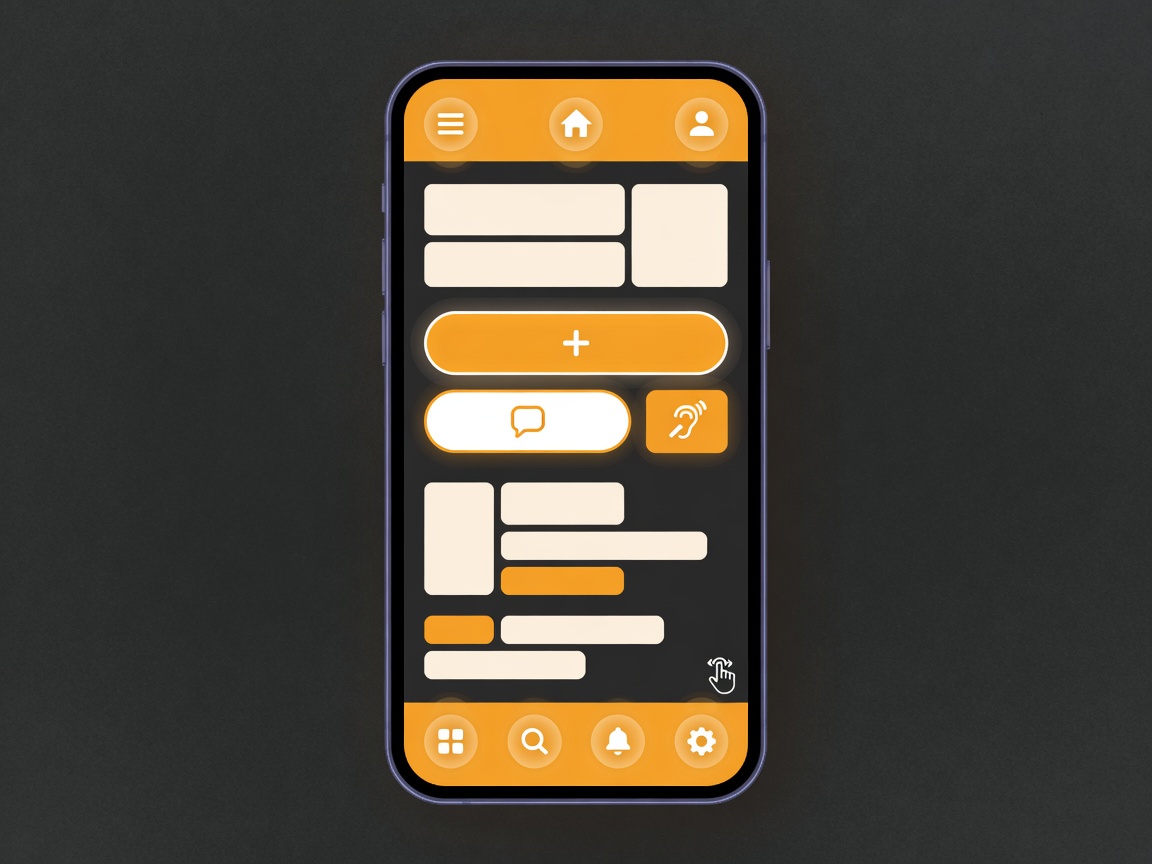 High contrast mobile UI with large touch targets and clear navigation controls